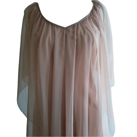 1970s Changes Dark Tan Poly Tank Dress w/Chiffon - Picture 2 of 6